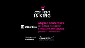 Content is King 2019, Etica Sgr premiata per la migliore conferenza Content is King 2019, Etica Sgr premiata per la migliore conferenza